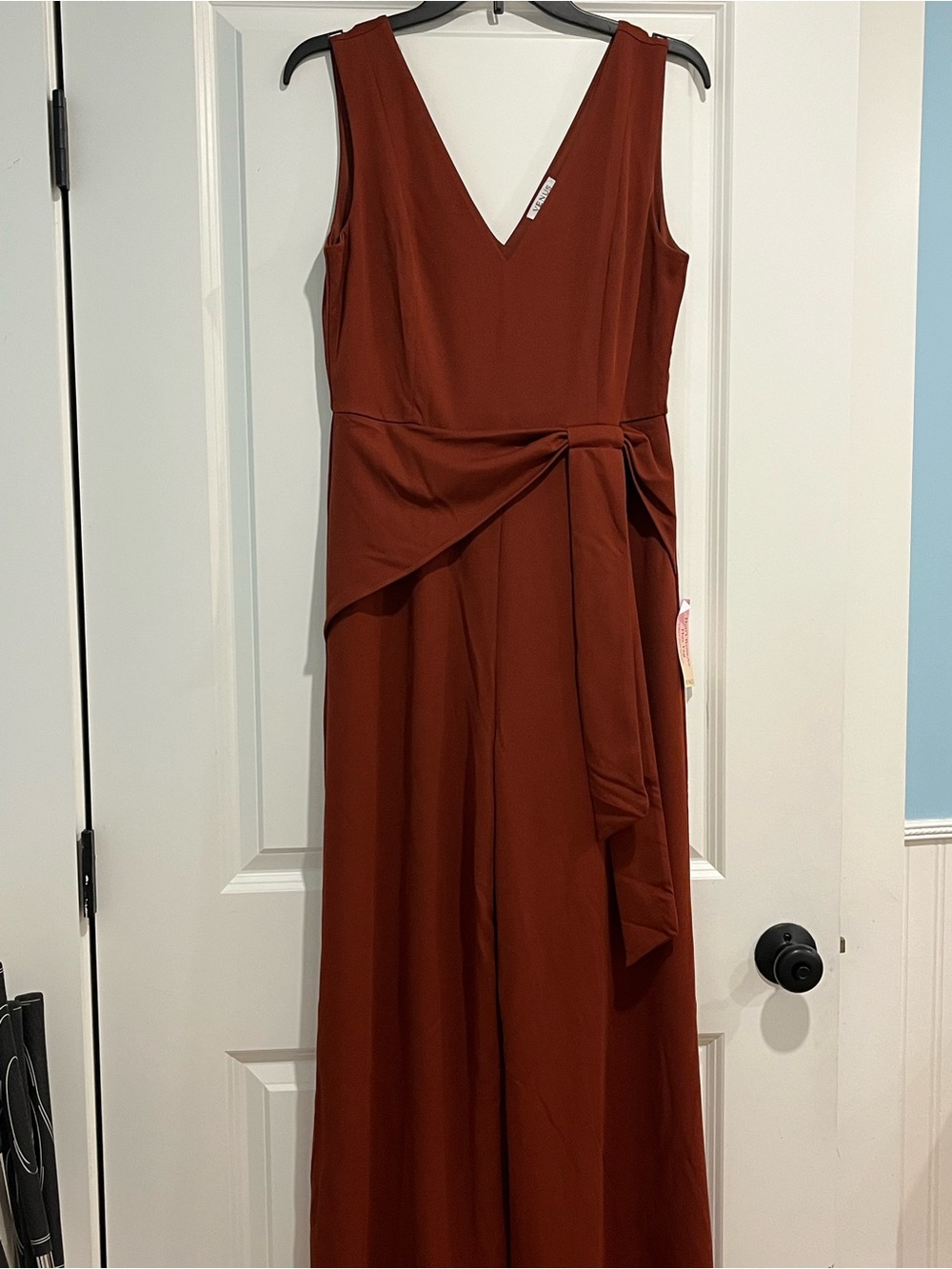 VENUS Sleeveless V-Neck Maxi Jumpsuit in Rust